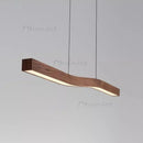 Retro Camur Linear Pendant Light | Walnut Wood Grain Hanging Lamp by Ljojo