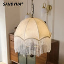 French Chandeliers LED Hanging Lamps Tassel Design for Elegant Living Room - Ljojo
