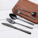 Ljojo 32-Piece Black Stainless Steel Cutlery Set, Elegant Dinnerware Kit
