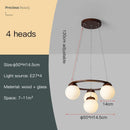 Nordic Style Wood LED Chandelier Modern Ring Lamp Glass Ball Decor Pendant Lights