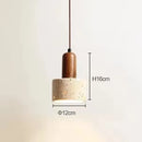 LED E27 Stone Pendant Lamp Wood Hanging Light for Bedroom - Ljojo
