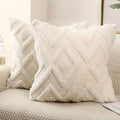 Ljojo Luxe Grey Faux Fur Plush Throw Pillow Cover for Stylish Home Decor