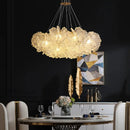Ljojo Luxury Acrylic Cream Round Ceiling Chandelier - Elegant Lighting Fixture for Home Decor