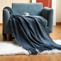 Cozy Knit Throw Blanket with Tassel, Black Lightweight Decorative Blanket for Couch and Bed by Ljojo
