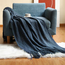 Cozy Knit Throw Blanket with Tassel, Black Lightweight Decorative Blanket for Couch and Bed by Ljojo