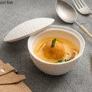 Ljojo Matte Ceramic Bowl with Lid for Soup, Steamed Egg, Dessert & Snack Bowls