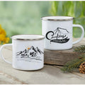Enamel Mountain Mug with Handle by Ljojo. Best Camping Gift for Outdoor Lovers