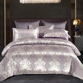 Ljojo Luxury Jacquard Bedding Set - European Style Satin Duvet Cover for Double Bed