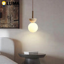 Natural Stone Yellow Travertine Pendant Lamp for Bedroom - Ljojo