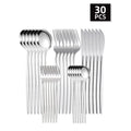 Ljojo 30pc Stainless Steel Cutlery Set with Steak Knives, Fruit Forks, and Dessert Spoons