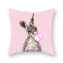 Floral Animal Painting Pillowcase Pink Cat Dog Llama Sofa Cushion Cover Home Decor