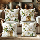 Ljojo Magnolia Butterfly Glass Jar Throw Pillow Covers - Rustic Floral Decor