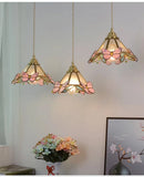 Antique Brass Stained Glass Chandelier Japanese Style Butterfly Lamp by Ljojo