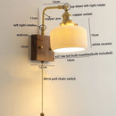 Ljojo LED Wall Sconce Pull Chain Switch Copper Ceramic Nordic Stair Light Fixtures