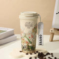 Ljojo 500ml Stainless Steel Vacuum Insulated Coffee Cup Straw Mug