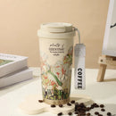 Ljojo 500ml Stainless Steel Vacuum Insulated Coffee Cup Straw Mug