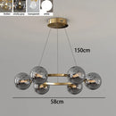 Nordic Ring Chandelier Smoky Gray Bubble Ball Lamp for Living Room by Ljojo