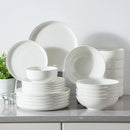 Ljojo 16/32 Piece White and Black Porcelain Dinnerware Set with Curved Rim Edge