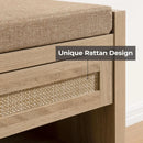 Ljojo™ Rattan Shoe Bench with Storage Drawer and Linen Seat Cushion