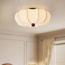 Medieval Style Pumpkin Cloth Bedroom Ceiling Lamp Retro Solid Wood Living Dining Room Decor Lights Ljojo