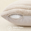 Ljojo 16x16 Faux Fur Striped Pillow Covers 2pcs - Soft Plush Velvet Back