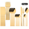 Ljojo 24Pcs Gold Cutlery Set Stainless Steel Flatware Dinnerware Kitchen Tableware