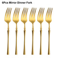 Ljojo 24-Piece Gold Stainless Steel Cutlery Set Flatware Knife Fork Spoon Mirror Matte
