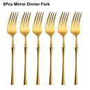 Ljojo 24-Piece Gold Stainless Steel Cutlery Set Flatware Knife Fork Spoon Mirror Matte