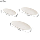 Ljojo Matte Striped Oval Ceramic Fish Plate for Molecular Cuisine Tableware