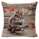 Cute Cat Pattern Linen Cushion Cover by Ljojo for Home Decor
