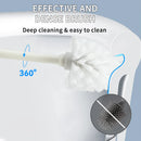 Ljojo Long Handle Toilet Cleaning Brush with Standing Base, Splash-Proof Handle