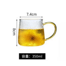 Ljojo 400ml Rose Glass Cup with Handle for Juice Coffee Tea Milk
