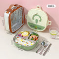 Ljojo 304 Stainless Steel Divided Lunch Box with Cutlery & Leakproof Design