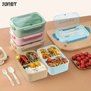 Ljojo 3-Compartment Lunch Box & Tableware Set for School Work Camping Bento Box