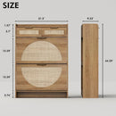 Ljojo™ Rattan Shoe Cabinet: 2 Flip-Top Drawers, 2 Extra Drawers, Compact Entrance Organizer