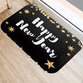 Ljojo Merry & Happy Year Door Mat: Golden Black Letter Print, Non-Slip Floor
