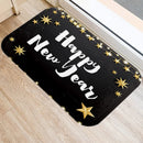 Ljojo Merry & Happy Year Door Mat: Golden Black Letter Print, Non-Slip Floor