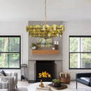 French Retro Brown Amber Glass Living Room Chandelier - New American Minimalist Luxury Pendant Light by Ljojo