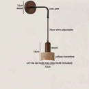 Ljojo LED Wall Lights Bathroom Decor Pull Chain Switch Black Iron Yellow Travertine