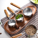 Ljojo Measuring Spoons & Cups Set Wood Handle Stainless Steel Baking Tools