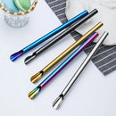 Ljojo 304 Stainless Steel Reusable 5Pcs Bubble Tea Straw Set with Brush and Spoon