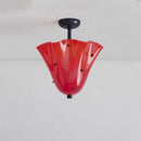 French Glass Hanging Lamp with Polka Dot Lampshade | Retro Ceiling Pendant Light by Ljojo