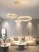 Ljojo Luxury Gold Crystal LED Chandelier Dimmable Pendant Light for Living Room Bedroom