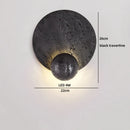 Ljojo Luxury LED Wall Light Black Travertine Glass Wood Japan Style Bedside Lamp