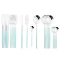Ljojo 24Pcs Green Gold Stainless Steel Dinnerware Set Cutlery Tableware Silverware