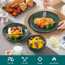Ljojo 12/24-Piece Green Ceramic Dinner Set for 4/8, Kiln Change Stoneware