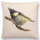 Birds Painting Cushion Cover - Ljojo Collection: Robin, Titmouse, Toucan, Sparrow, Firecrest, Cardinal, Bullfinch