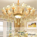 Ceramic Chandelier Luxury Atmosphere Living Room Bedroom Lighting European Pastoral Style Restaurant Crystal Lamps