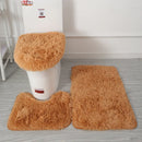 Ljojo 3 Piece White Bathroom Rugs Sets Non-Slip Bath Mats Lid Cover Contour Mat