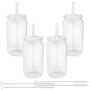 Ljojo 16oz Plastic Cups with Lid & Straw Set, Straw Brush Included for Juice, Coffee